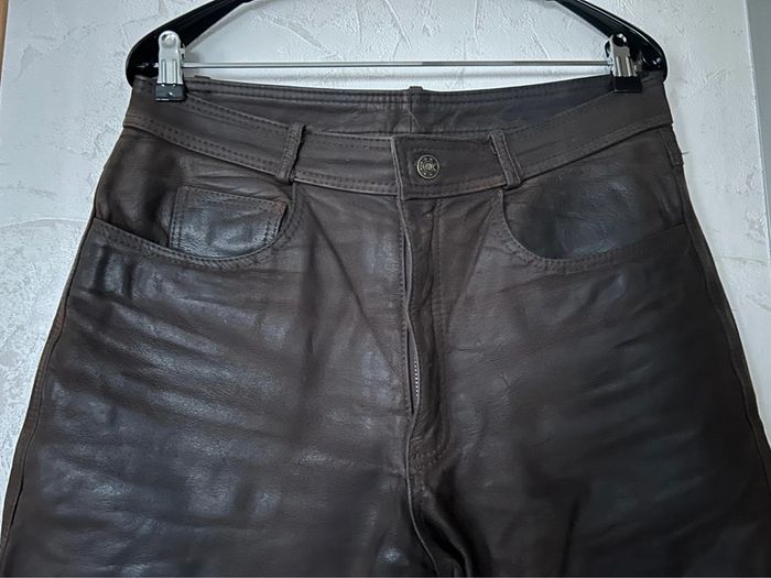 pantalon cuir marron moto - photo numéro 3