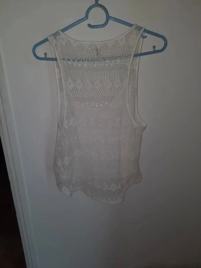 Débardeur blanc ajouré taille S - photo numéro 2