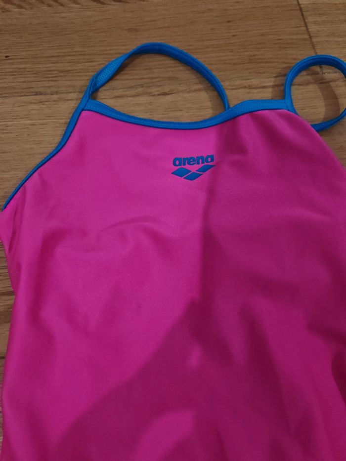 Maillot de bain Arena fille rose & bleu Taille 7 ans 👧 1 pièce dos nageur - photo numéro 2