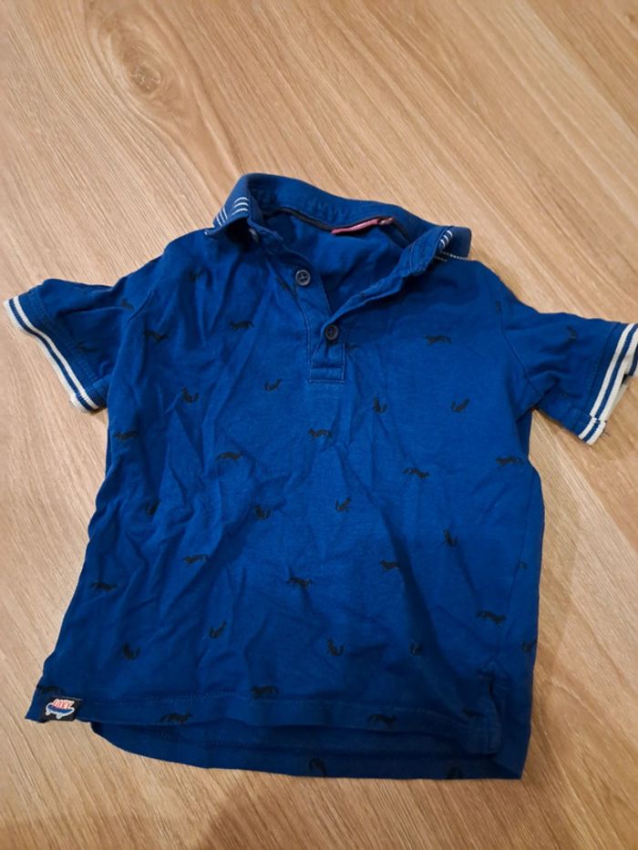 Polo bleu motif renard 2 ans Sergent Major
