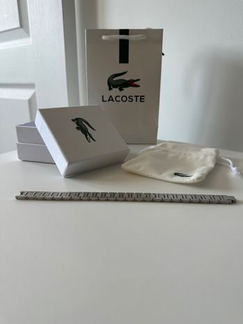 Gourmette Lacoste argenté homme