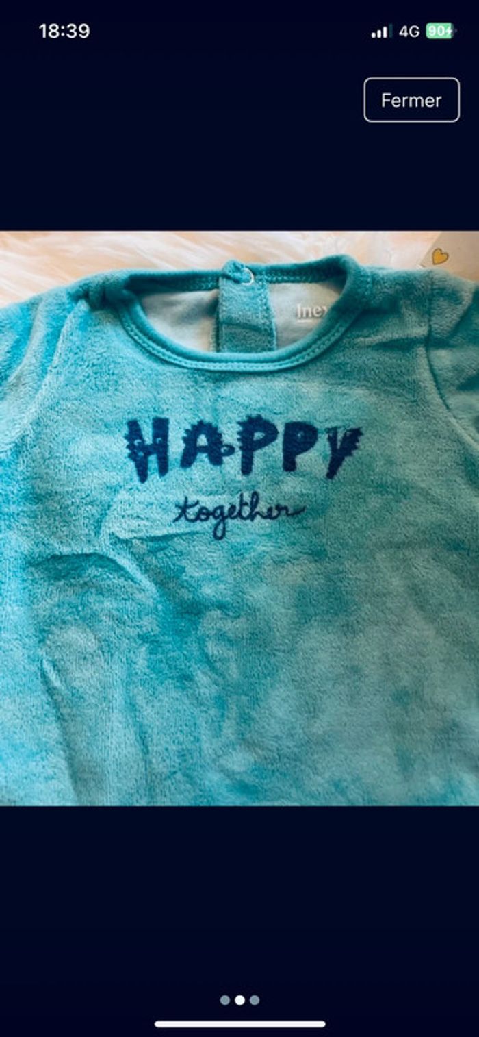 3 mois - pyjama velours bleu - photo numéro 2