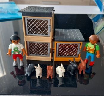 Lot clapier et lapin playmobil avec 2 enfants