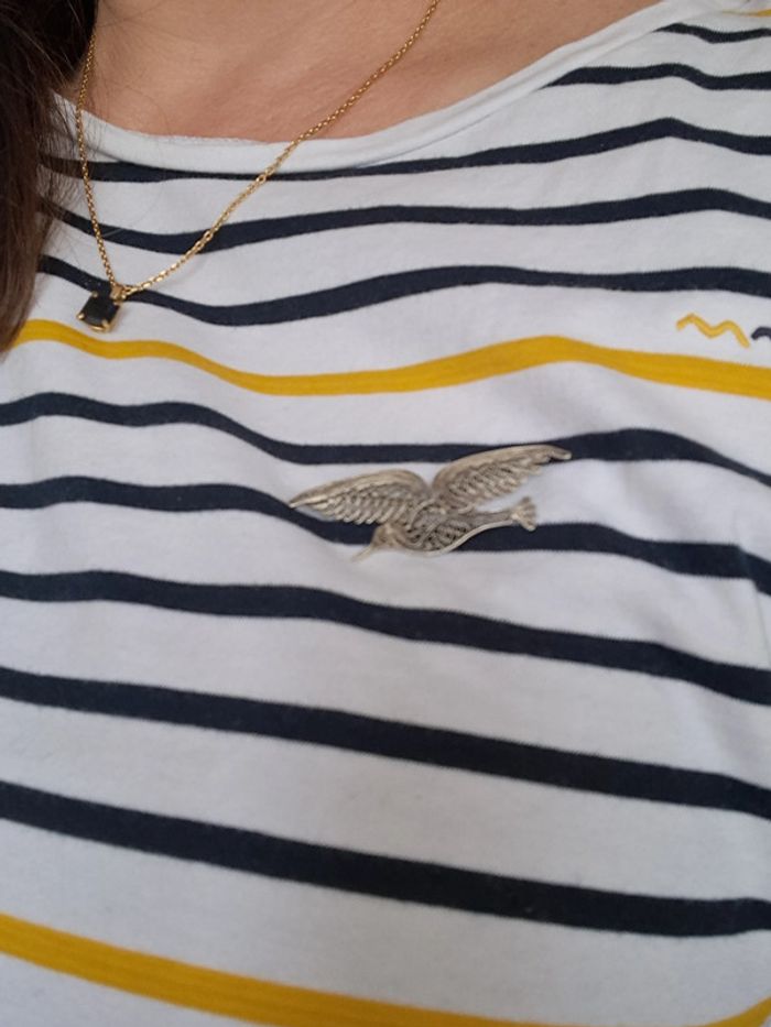 Broche vintage filigrane mouette en argent - photo numéro 7