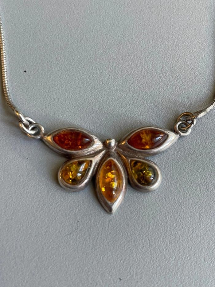 Parure en ambre véritable et argent 925 - photo numéro 3