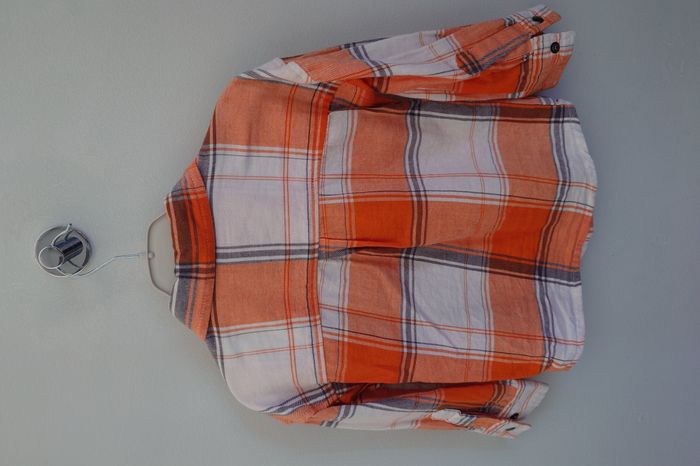 Chemise à carreaux blanche & orange Tissaia Garçon 4 ans - photo numéro 2