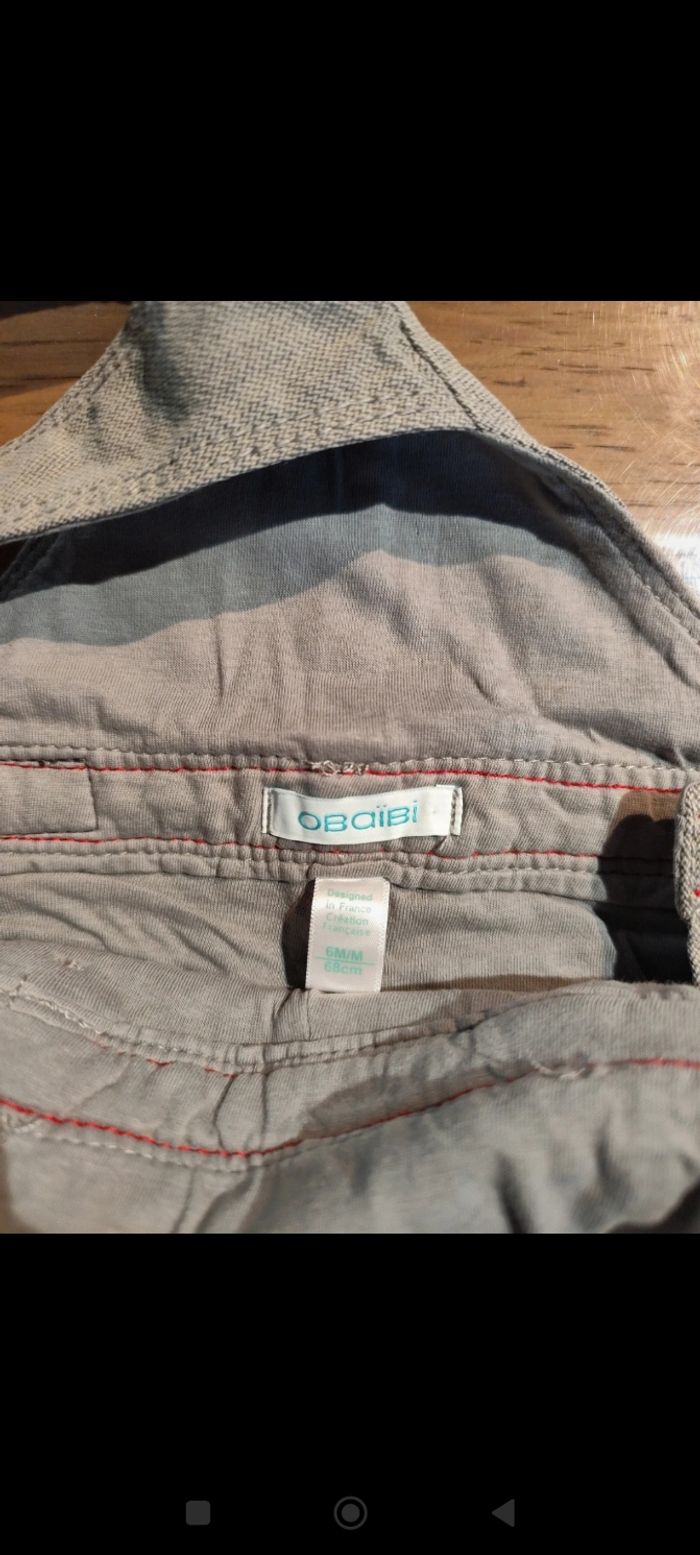 Salopette + haut Obaïbi taille 6 mois - photo numéro 4