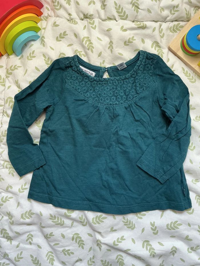 teeshirt manches longues bleu canard 2 ans okaidi - photo numéro 3