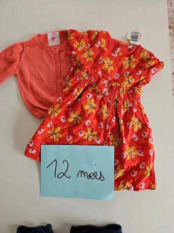 lot gilet + robe neuf avec etiquette 12 mois