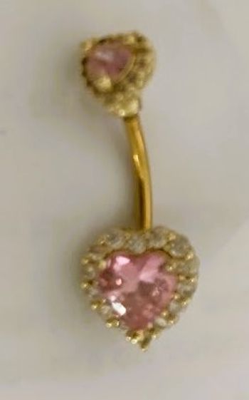 Piercing nombril cœur rose et doré TEMU