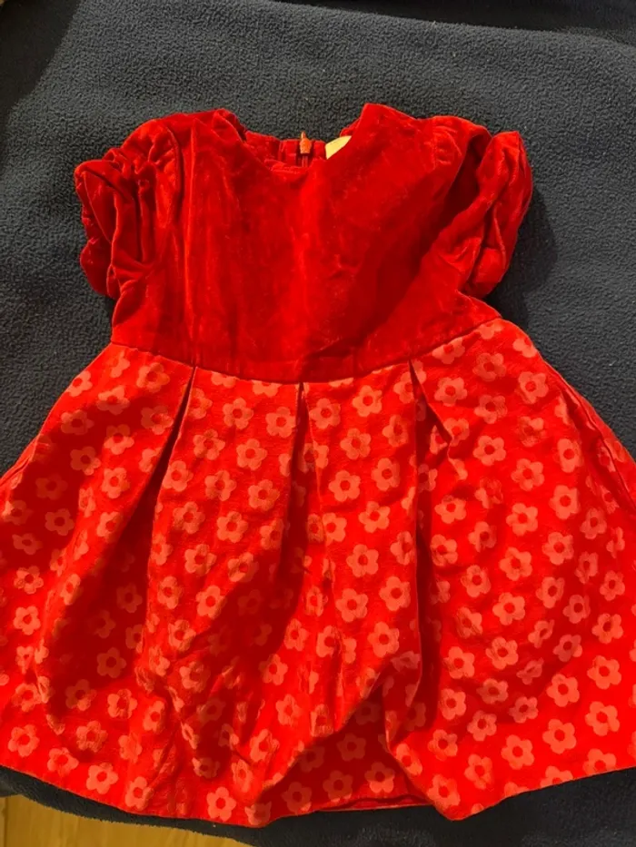 Robe cérémonie rouge motif fleurs Jacadi