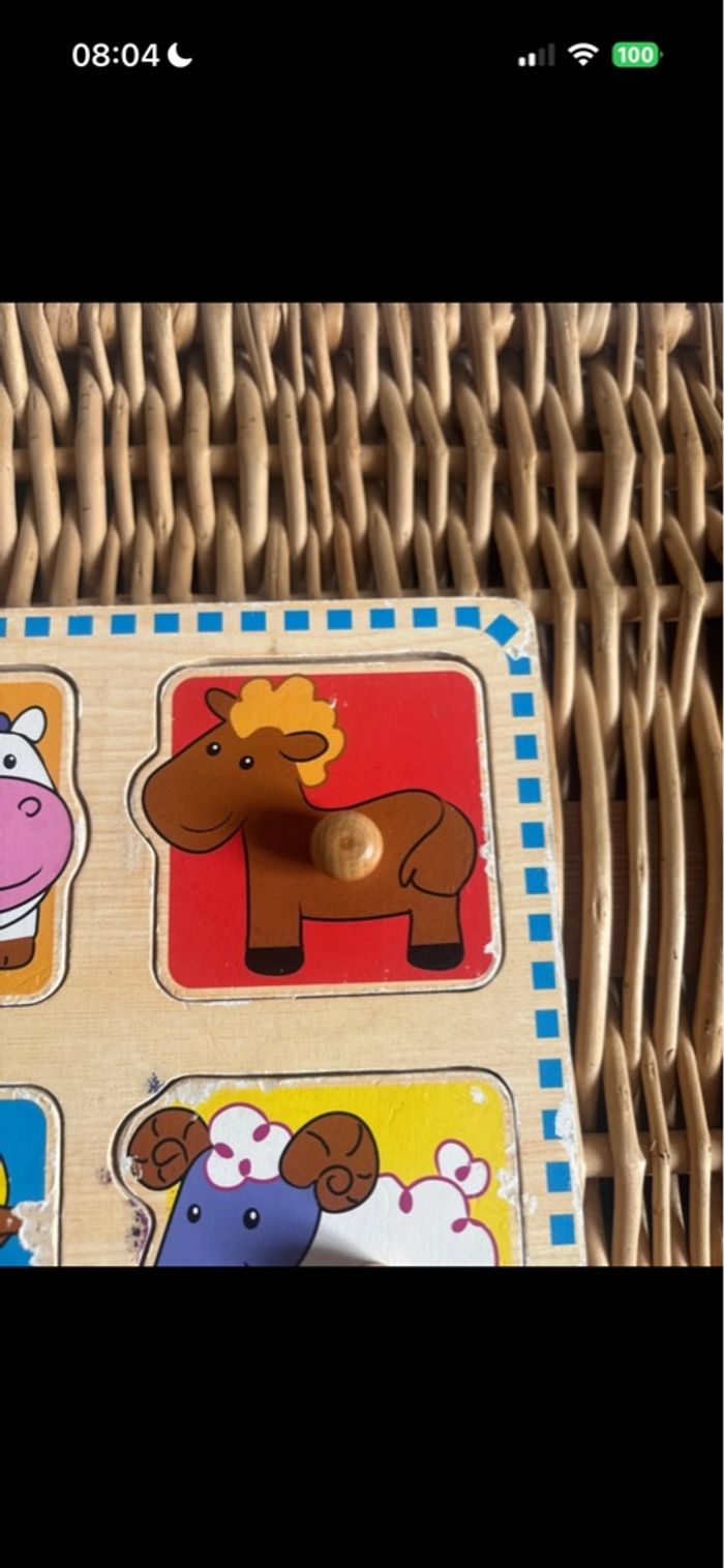 Puzzle animaux en bois état satisfaisant Quelque trace usure - photo numéro 4