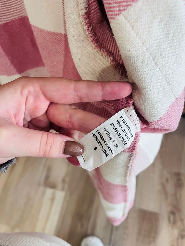 Veste chemise carreaux bûcheron rose et blanche oversize - photo numéro 6