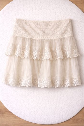 Jupe dentelle crème Promod – Taille 42 – style romantique bohème