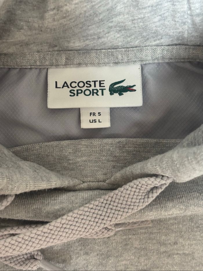 Sweat à capuche Lacoste gris taille S - photo numéro 6