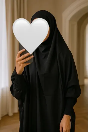Abaya de prière noire avec capuche - Jilbab une pièce, manches smockées, style Dubaï