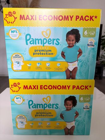Lot de 2 MAXI packs 70 (soit 140) couches Pampers Premium protection taille 6 (13-18 kg)