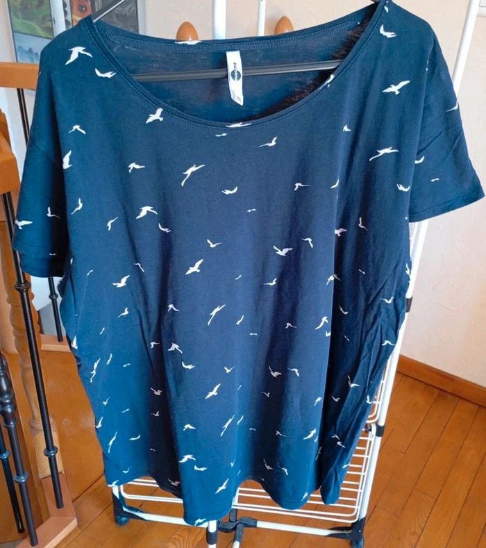 Tee-shirt bleu marine 100% coton