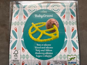 Anneau de dentition en forme de feuille en silicone et de coccinelle en bois