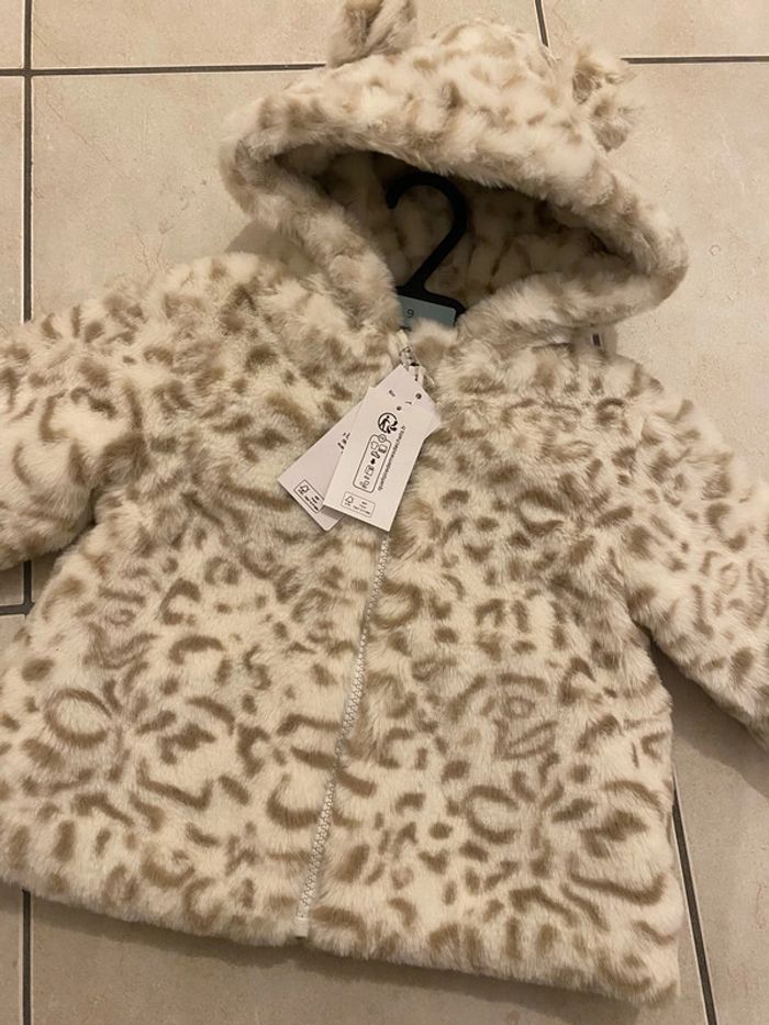 Veste fausse fourrure doudoune bébé fille 9 mois Tex léopard - photo numéro 5