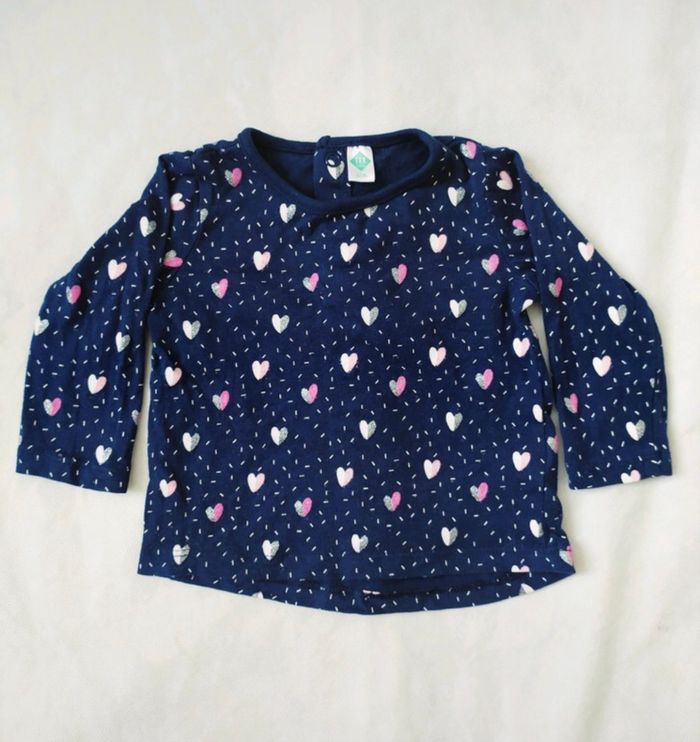 T-shirt manches longues imprimé coeurs Tex Baby