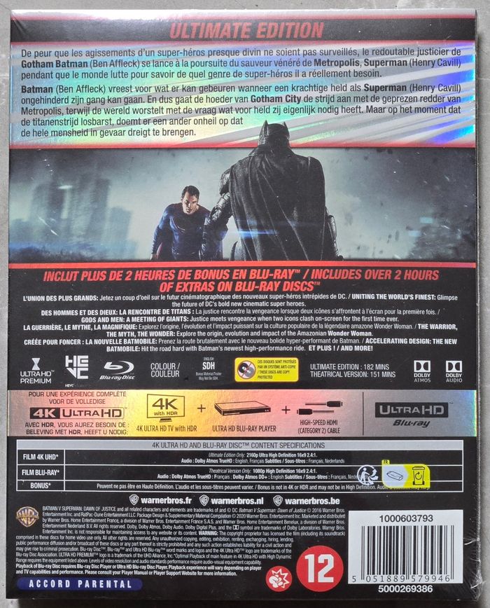 Batman V Superman L'Aube de la Justice Blu-Ray 4k Ultra Hd (Édition Ultimate) neuf sous Blister - photo numéro 3