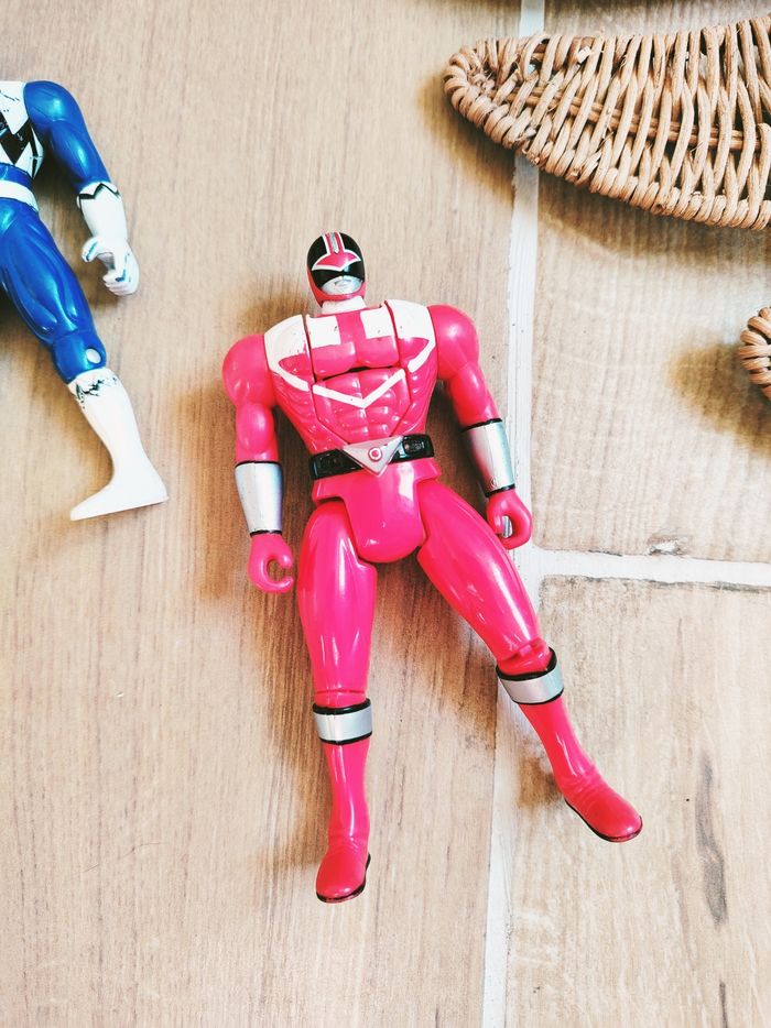 🙅 Power rangers lot de figurines Time force rouge et Lost galaxy bleu marque bandai - photo numéro 3