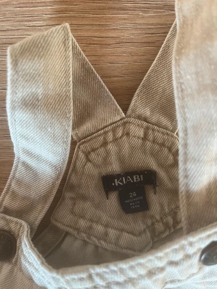 Salopette courte en jeans beige Kiabi - photo numéro 3
