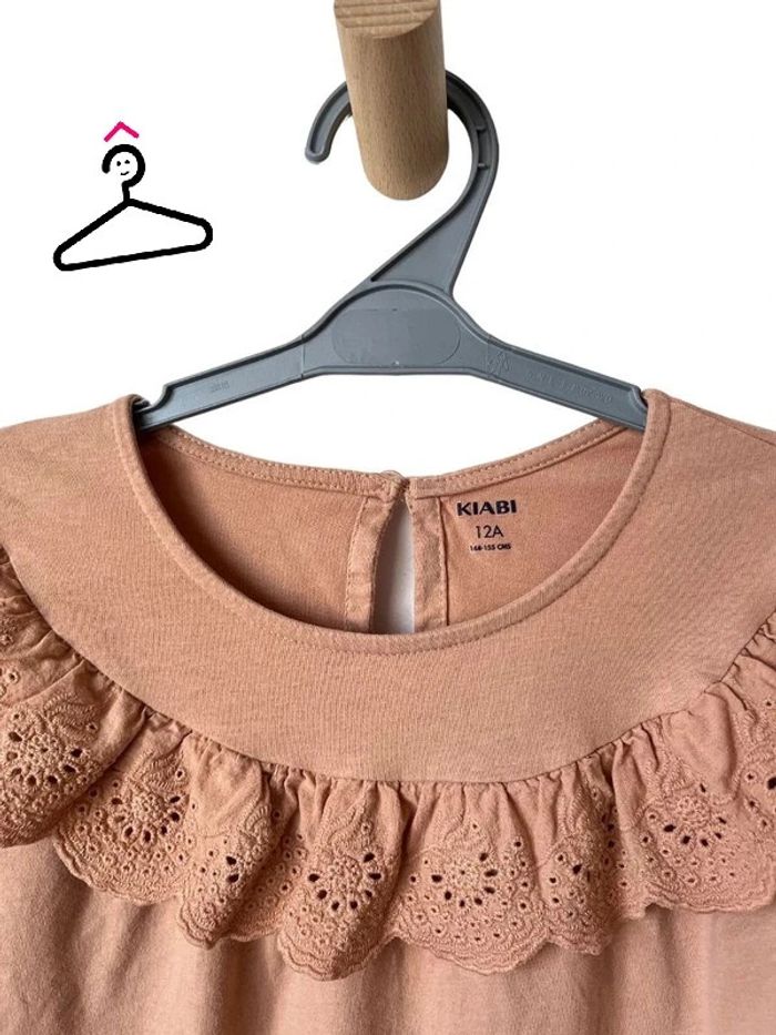 Blouse saumon à manches longues (broderie anglaise) - Kiabi 12 ans - photo numéro 2