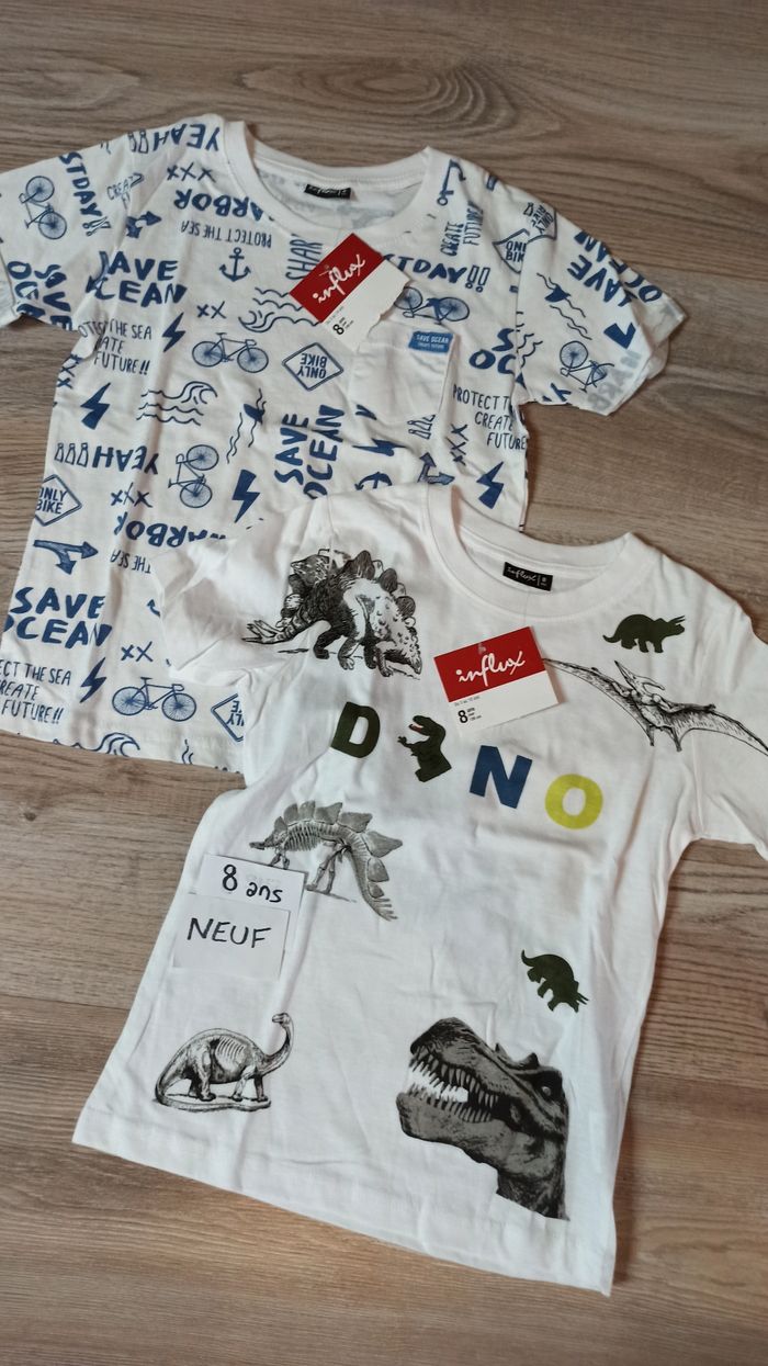 Lot de tshrist garçon dinosaures et mer 8 ans