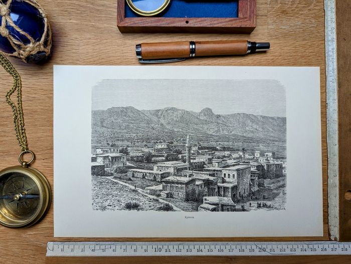 Imprimée en 1894, Kyrenia, Chypre. Original Vintage Authentique
