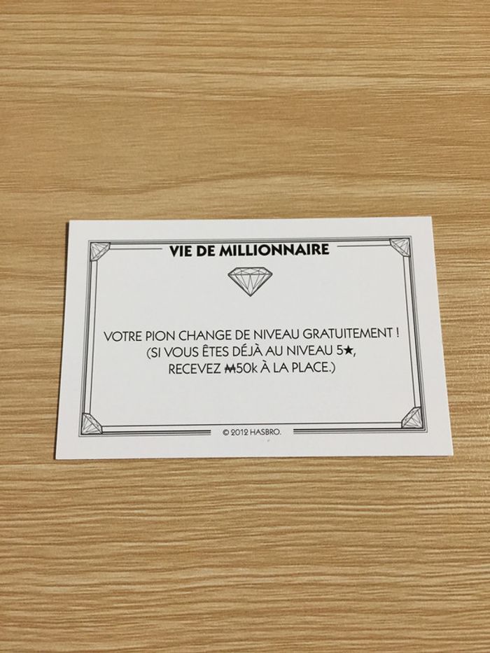 Carte vie de millionnaire Votre pion change pièce détachée jeu de société Monopoly Millionnaire #A45