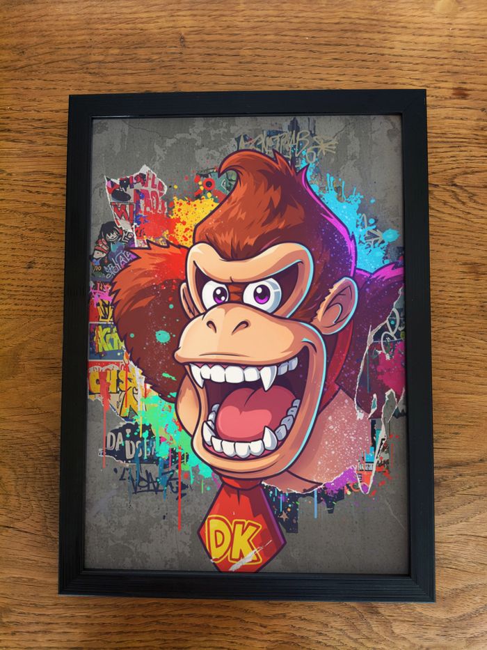 Affiche poster A4 (21×29,7 cm) Donkey Kong Nintendo art mural street art coloré déco gaming - photo numéro 3
