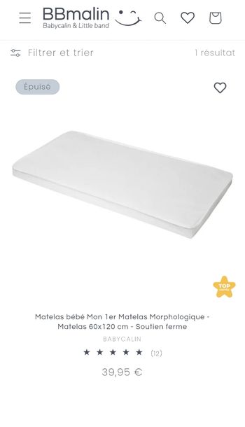 Matelas bébé 60x120x8cm épaisseur 