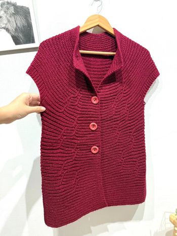 Gilet vintage en maille bordeaux