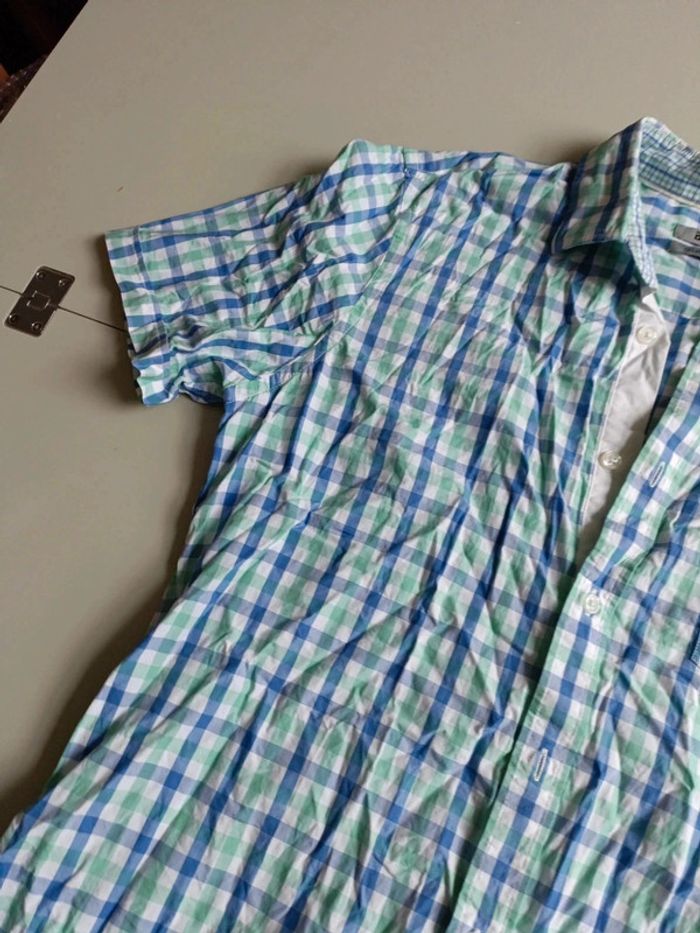 Chemise manche courte rayé bleu et vert brice taille L coupe ajustée - photo numéro 6