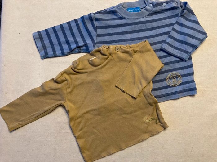 Lot 2 Teeshirt rayé / marinière 12 mois Petit Bateau Bout’chou