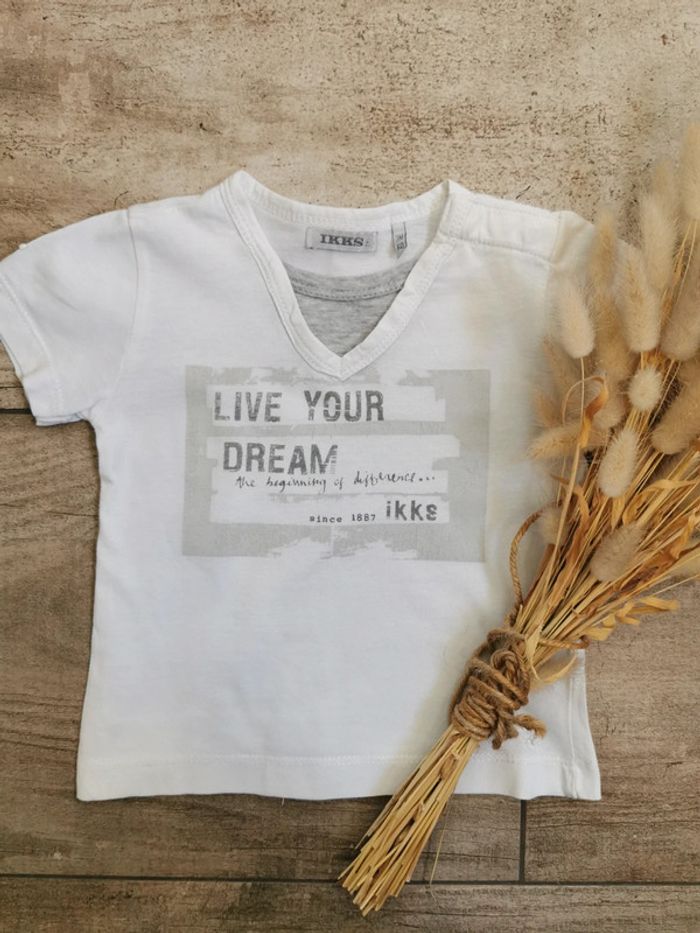 🌺Ikks teeshirt blanc et gris 3mois