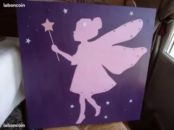 Cadre FEE lumineuse sur toile Violet/Rose