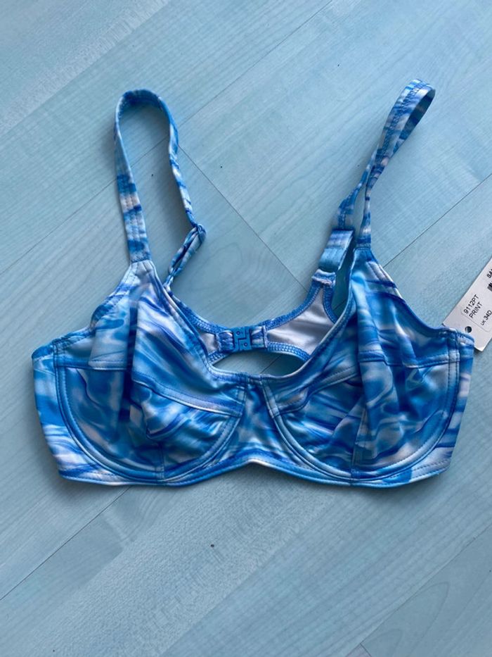 Haut de maillot de bain bleu et blanc footprints 90D