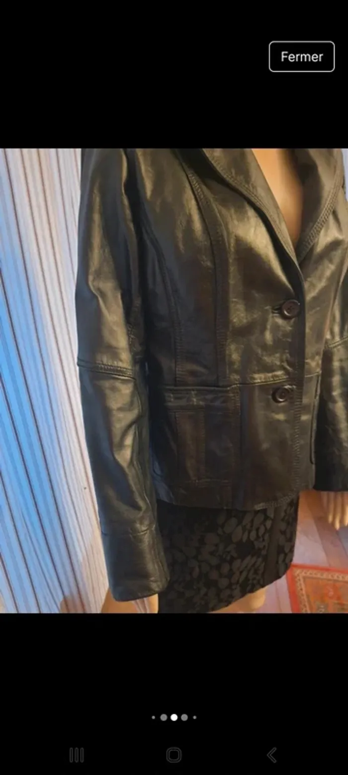 Blazer noir en cuir vintage Splendido taille 40 - photo numéro 9