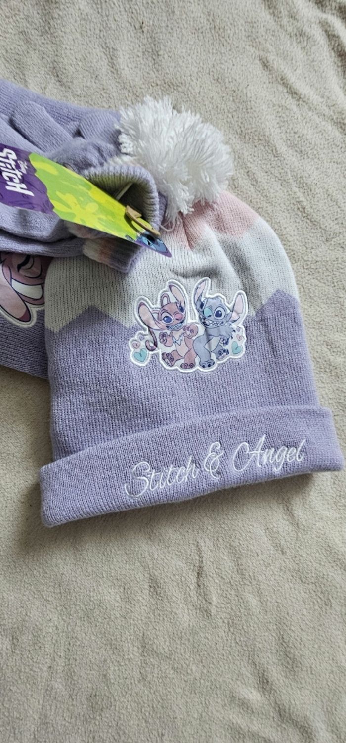 Bonnet et gants Disney Stitch & Angel - violet, neufs avec étiquette - photo numéro 5