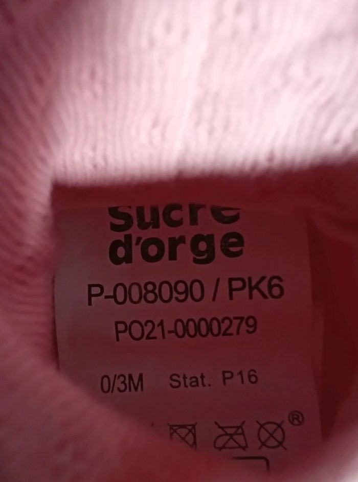 Chaussons bébé rose – Sucre d’Orge – 0–3 mois (pointure 16) - photo numéro 4