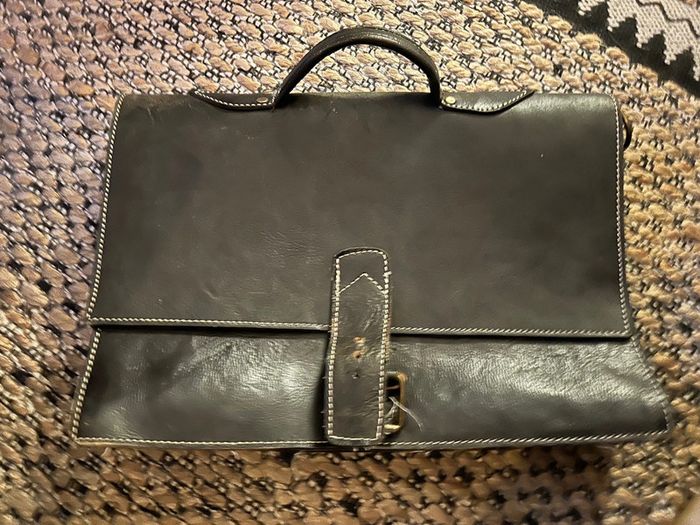 Cartable en cuir noir