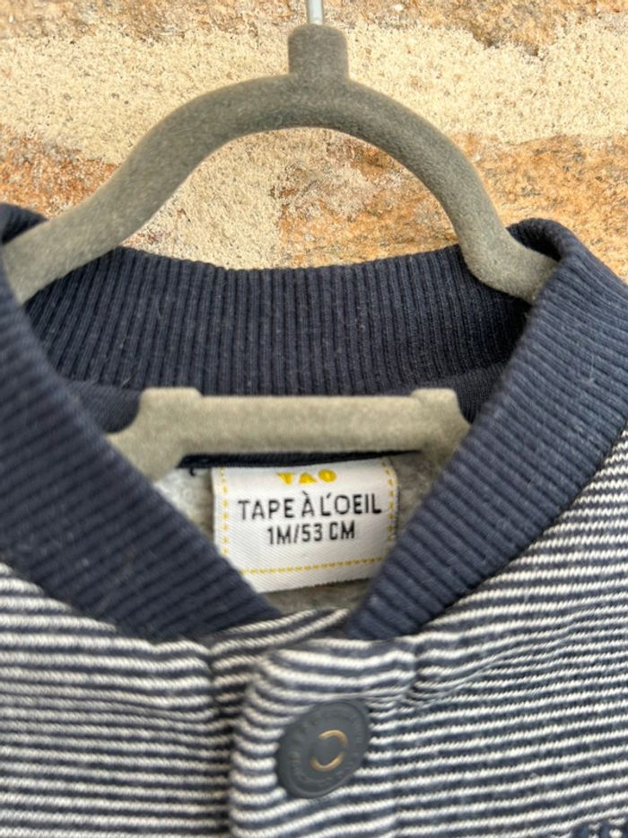 Gilet rayé bleu et blanc - 1 mois - Tape à l’œil - photo numéro 3