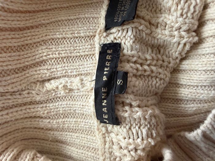 Pull Crème Torsadé Col Roulé 100% Coton – Jeanne Pierre – Taille S - photo numéro 3