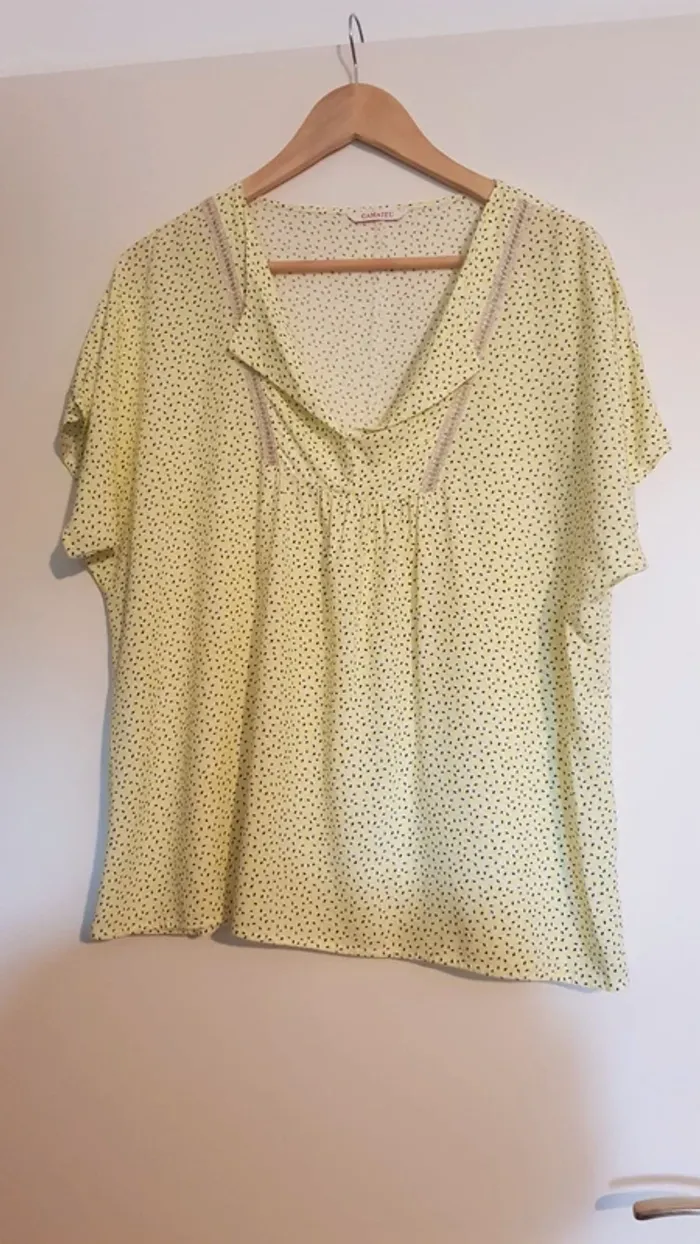 Blouse jaune à pois Camaieu