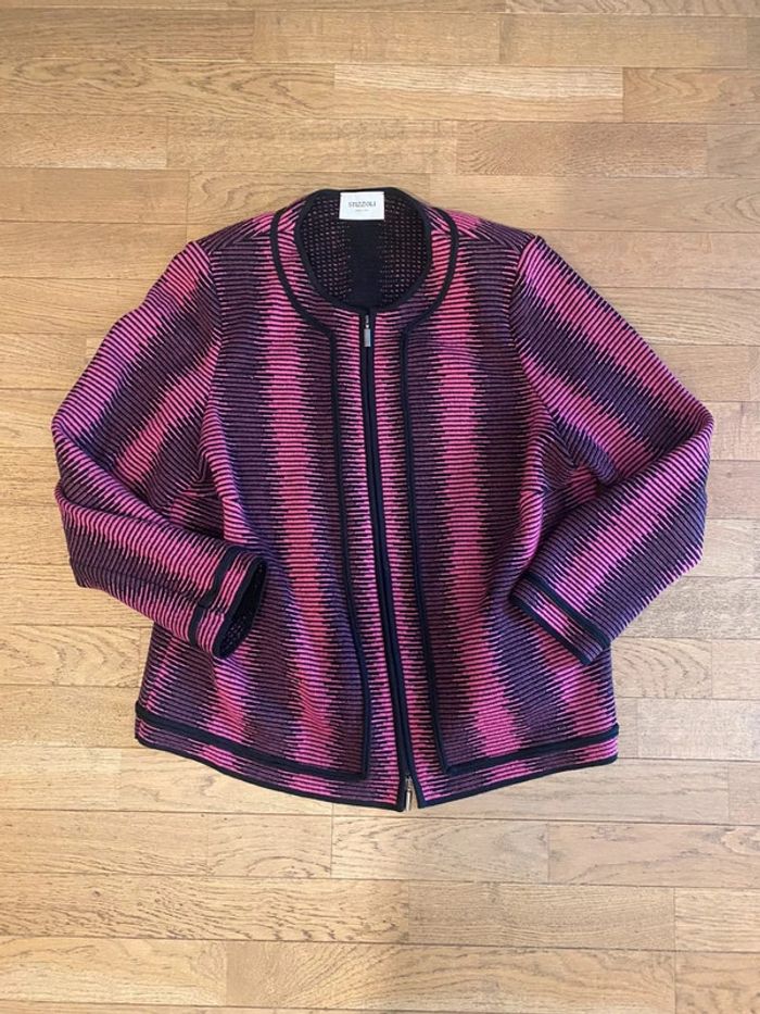 Veste Stizzoli rose et noire 100%a laine taille 52 IT - photo numéro 2