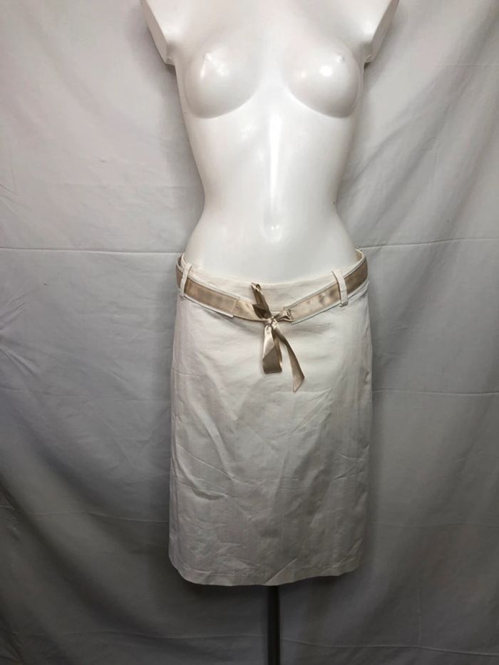 Jupe mi-longue H&M crème taille 36 38 avec ceinture très bon état - photo numéro 4