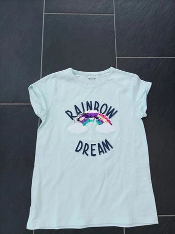 Magnifique tee shirt "rainbow" fille 14 ans (156 cm) neuf